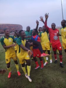 YOSA players celebrating the birthday of coach Anumewa after the match